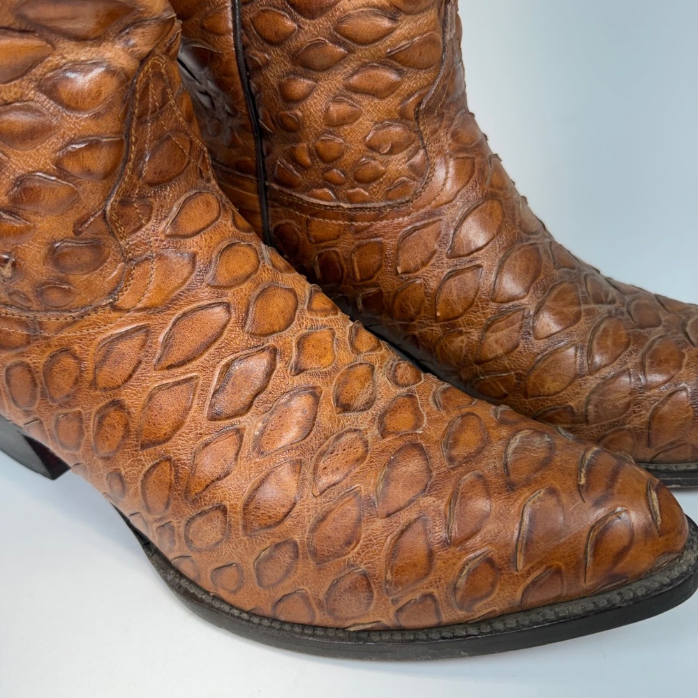 VTG Rudel Mens Brown Leather Embossed  Ant Eater Western Cowboy Boots Size 14 E - Picture 10 of 13